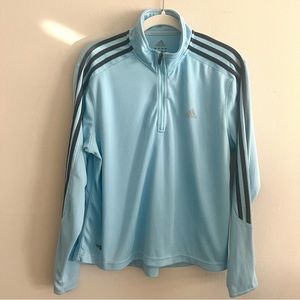 Adidas women’s size Large baby blue top athletic quarter zip style long …